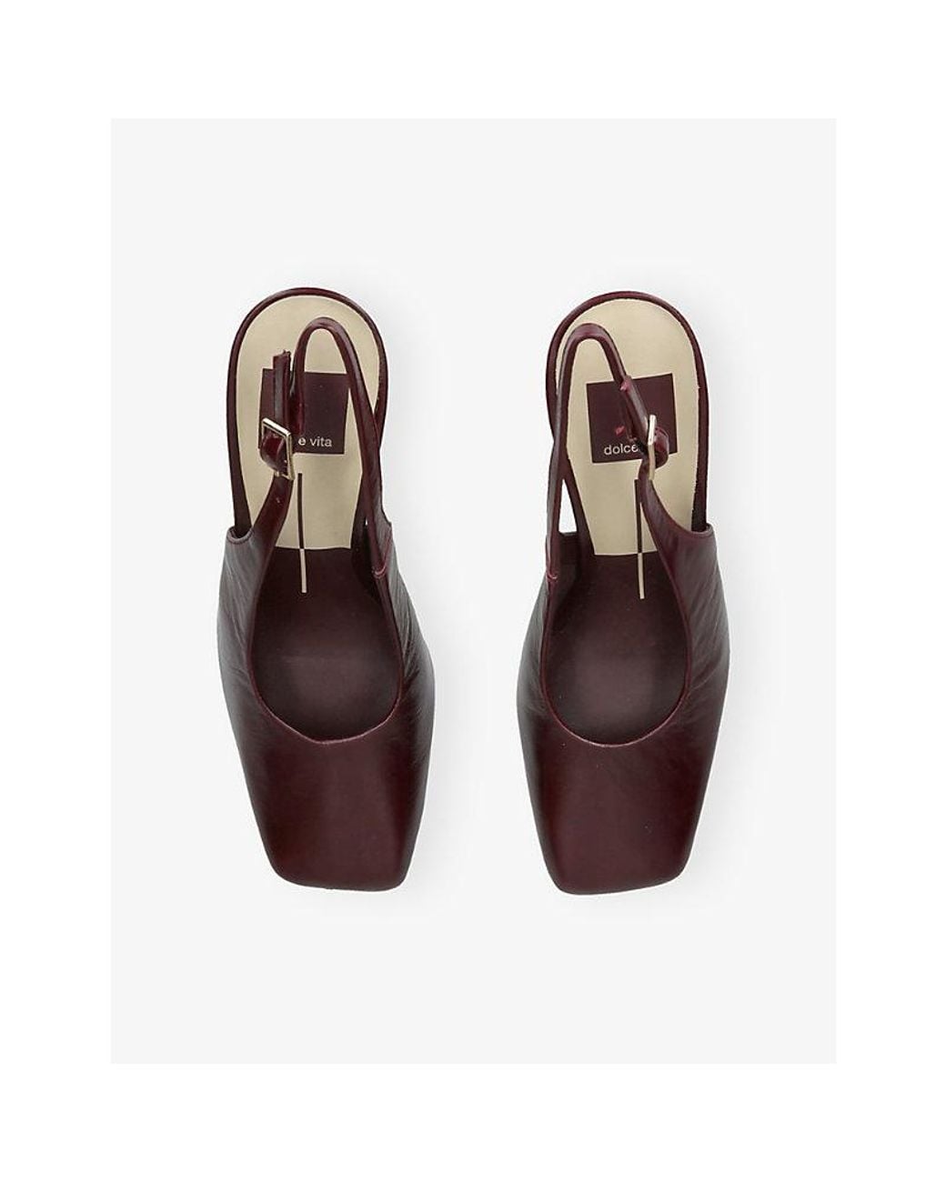Dolce Vita Brown Gessia Heeled Patent-Leather Slingbacks