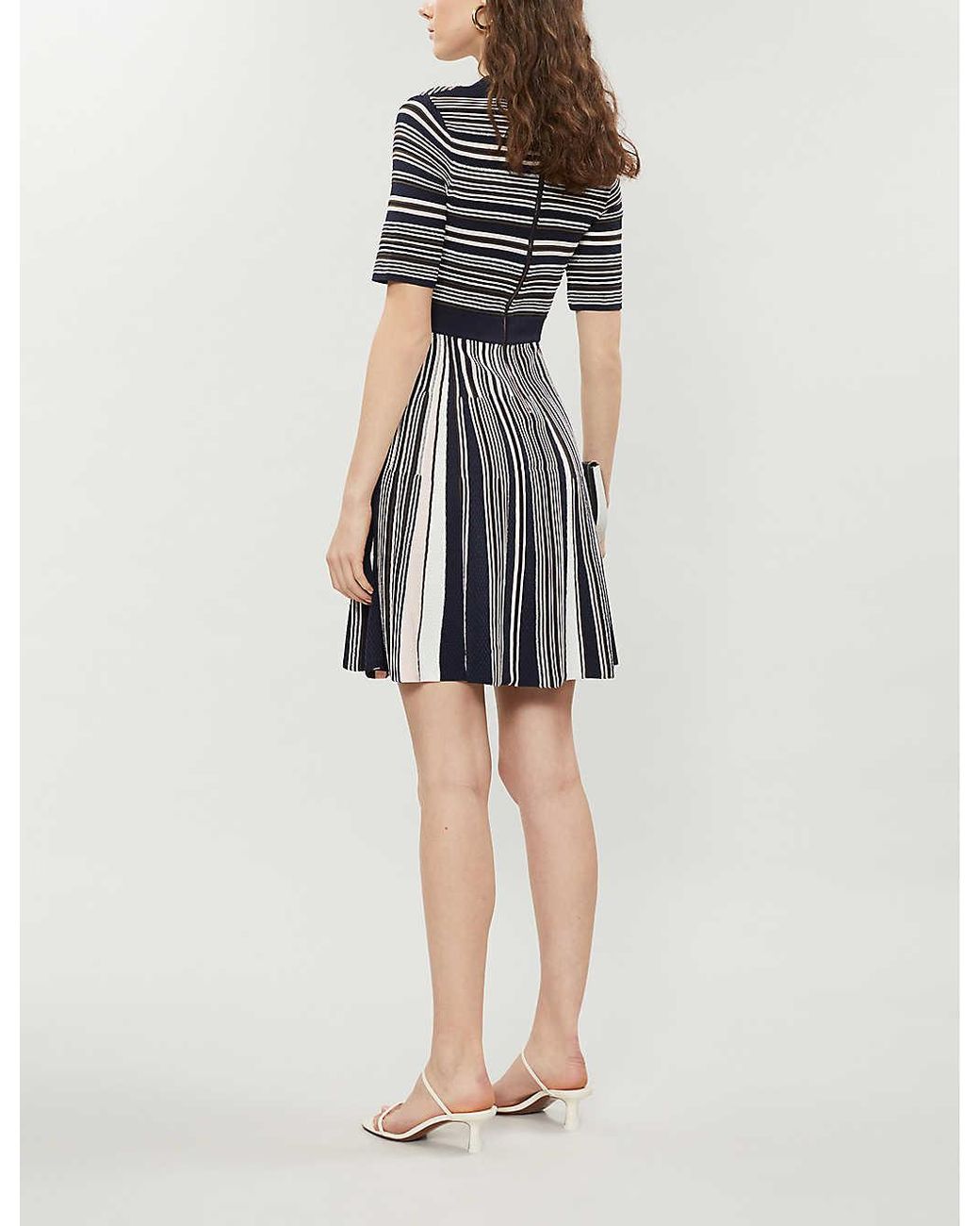 Ted Baker Meemeei Striped Skater Dress in Blue | Lyst