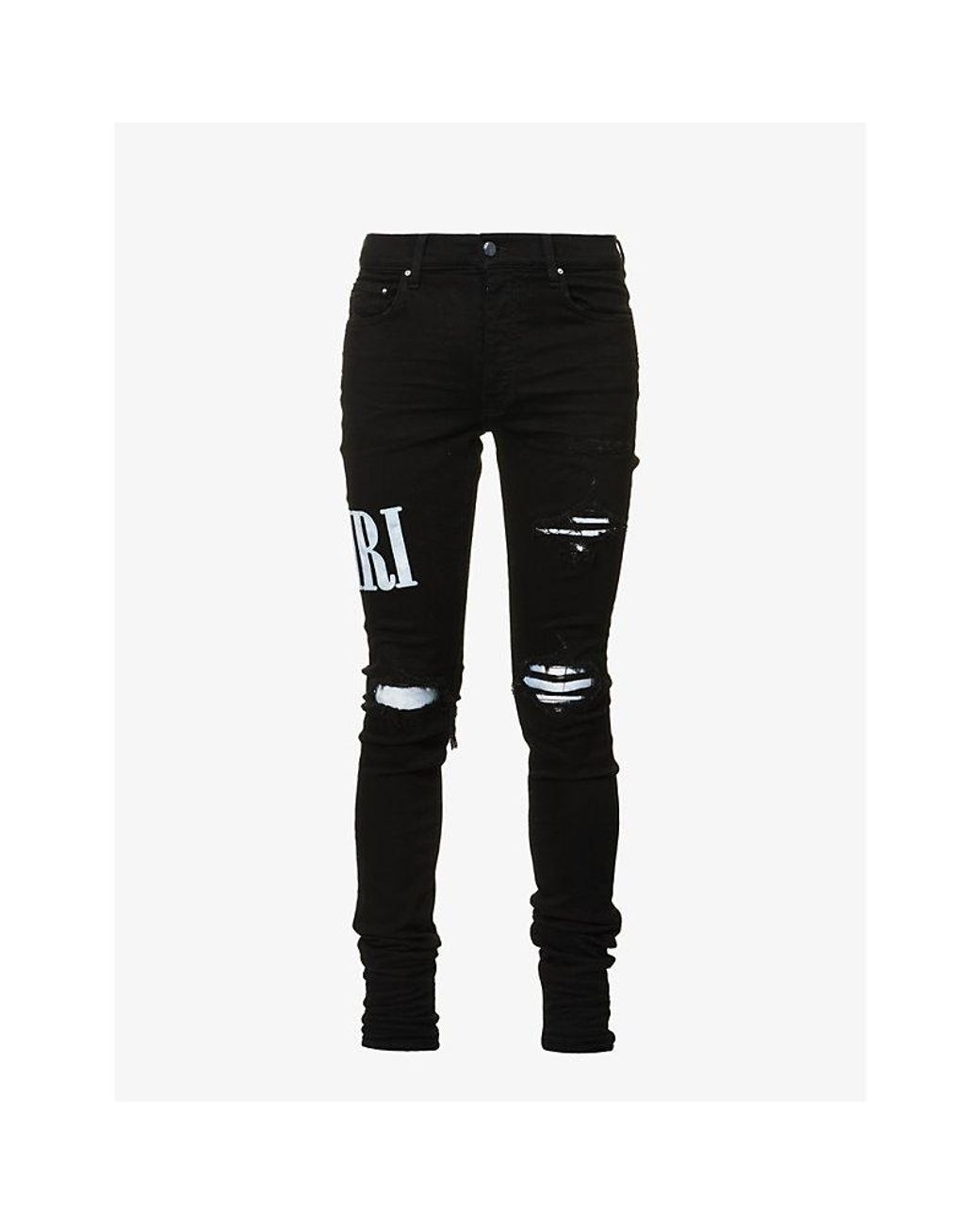 デニム・ジーパン Amiri Black Stretch Denim Jeans AMIRI - Skinny-Fit Distressed Stretch-Denim Jeans - Black