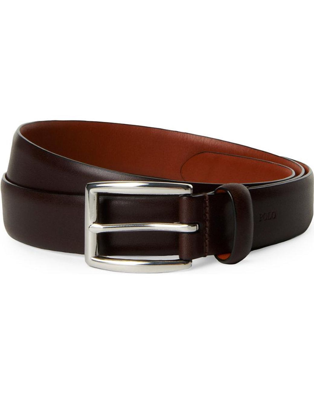 Polo Ralph Lauren Brown Harness Embossed-Logo Leather Dress Belt for men