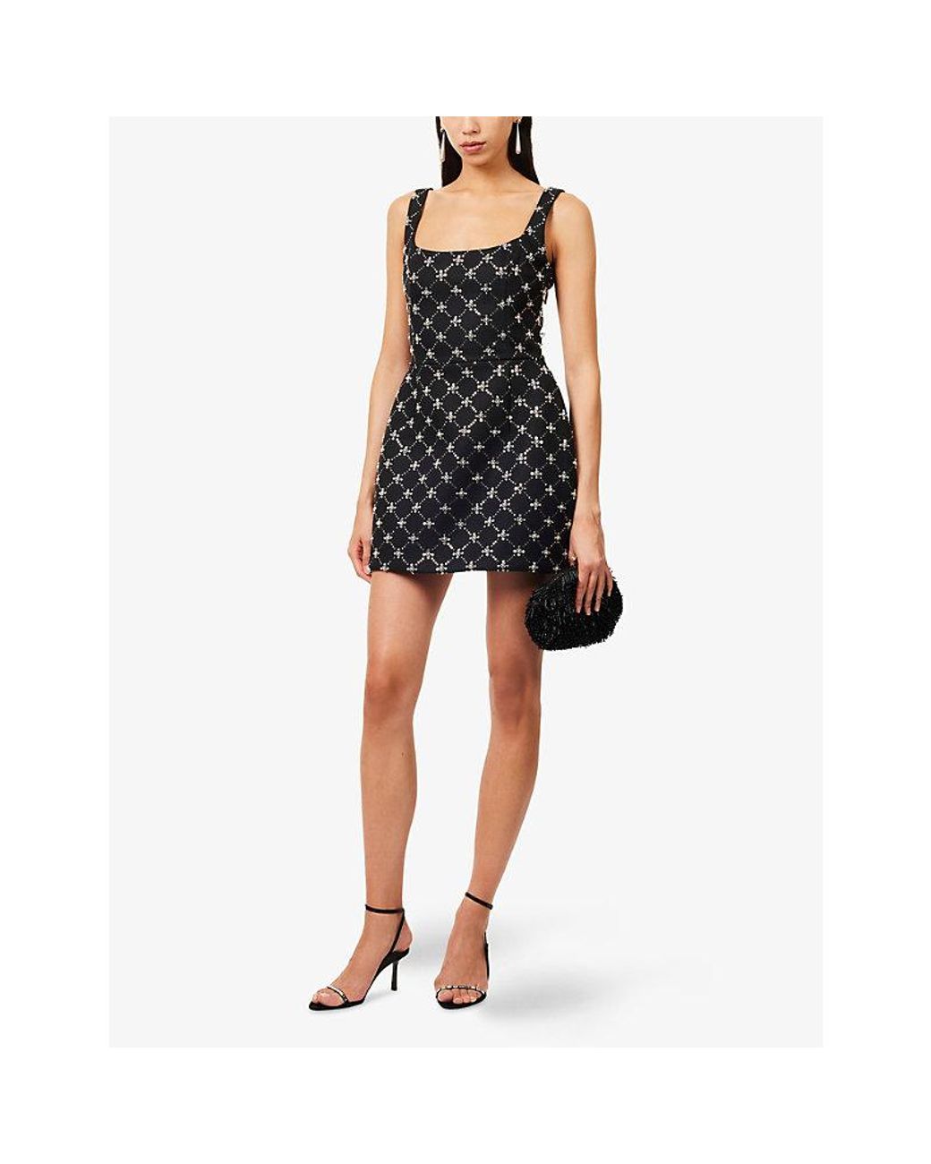 Nadine Merabi Black Sofia Sequin-Embellished Woven Mini Dress