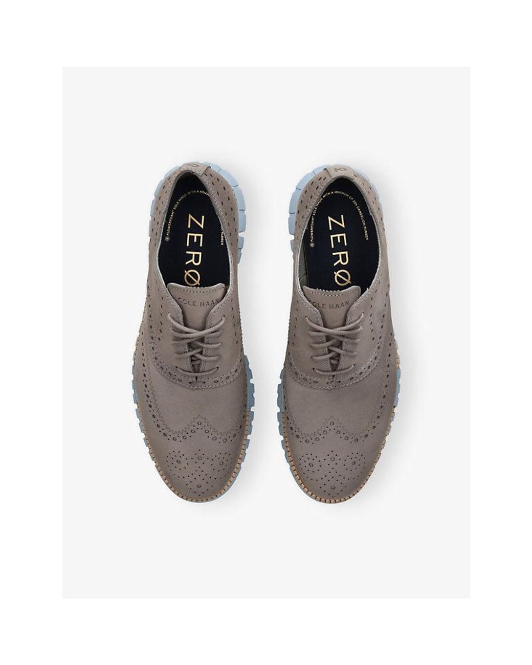 Cole Haan Gray Zerøgrand Remastered Wingtip Leather Oxford Shoes for men