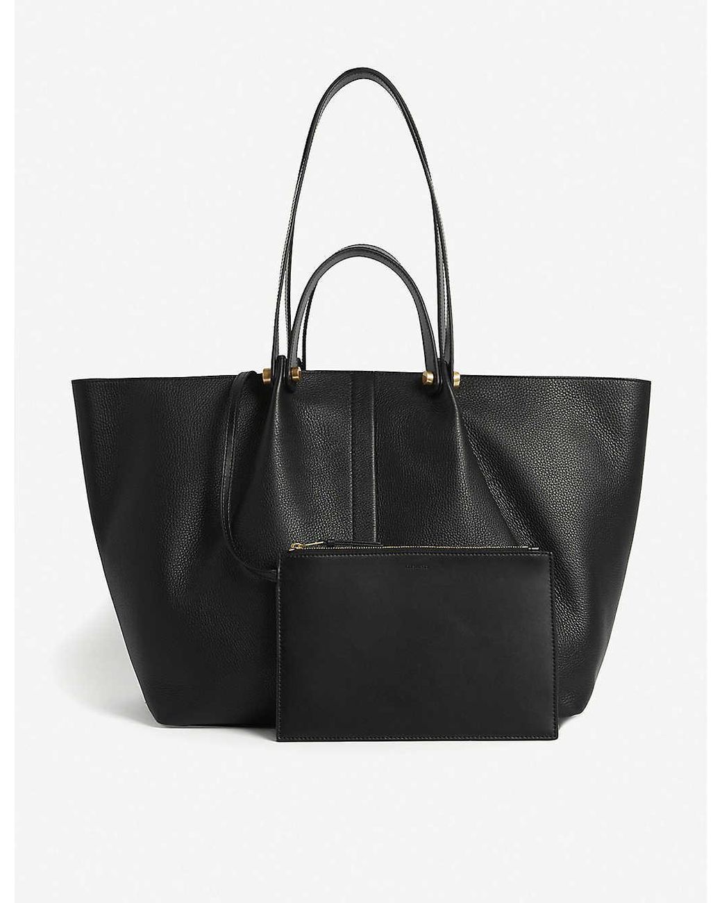 AllSaints Womens Black Allington East West Leather Medium Tote Bag 1 ...