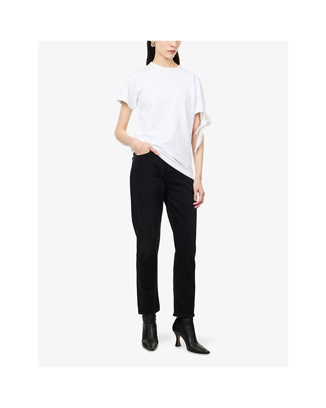 Agolde Black Riley Cropped Denim Jeans