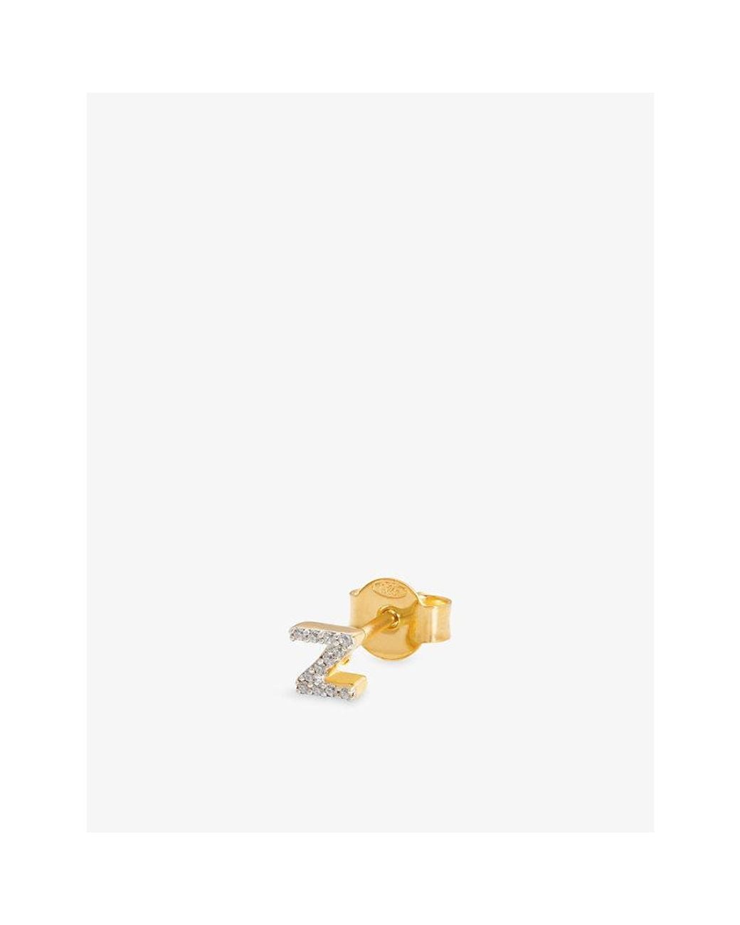 Missoma Metallic Initial Z Pave Initial 18Ct Vermeil And Cubic Zirconia Single Stud Earring