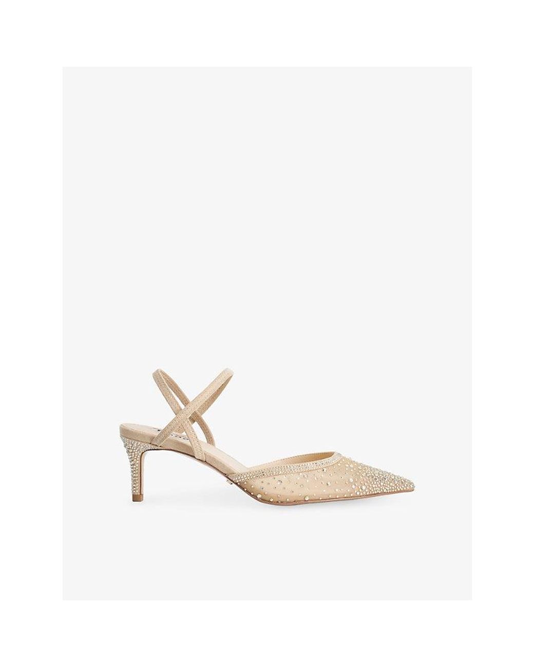 Dune White Charismatic Rhinestone-Embellished Mesh Courts