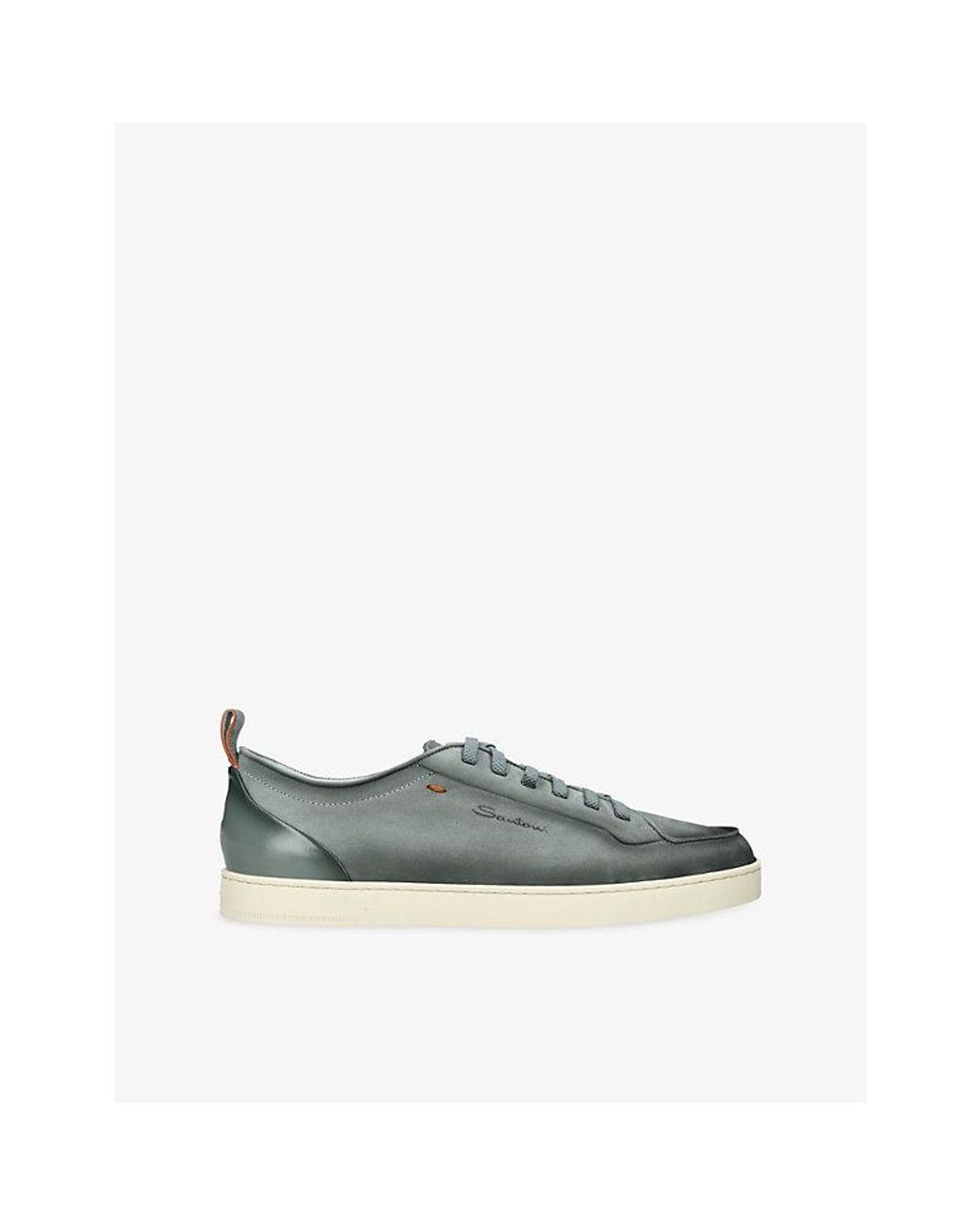 Santoni Green Monte Carlo Nubuck-Leather Trainers for men