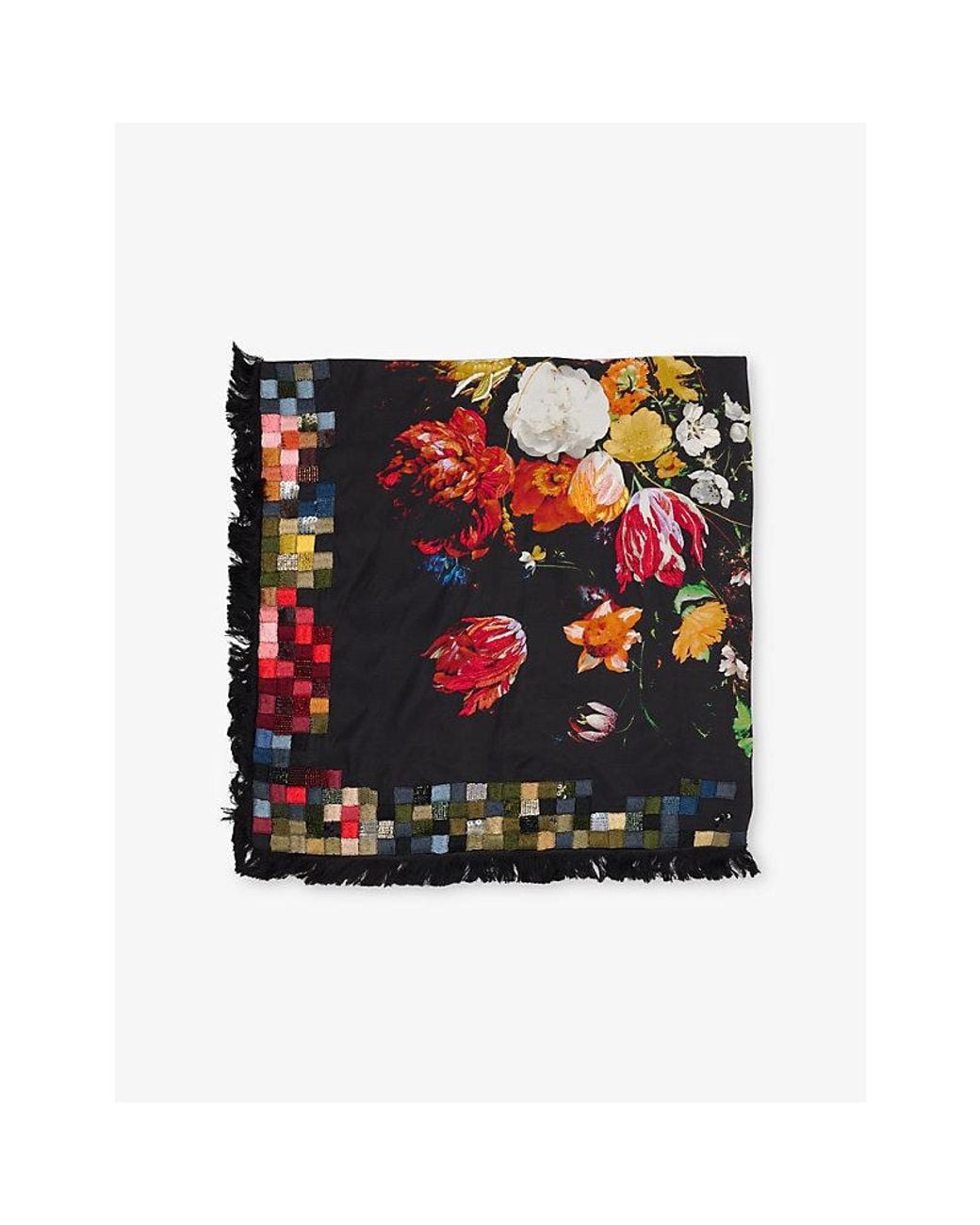 Dries Van Noten Embroidered Square Silk Scarf