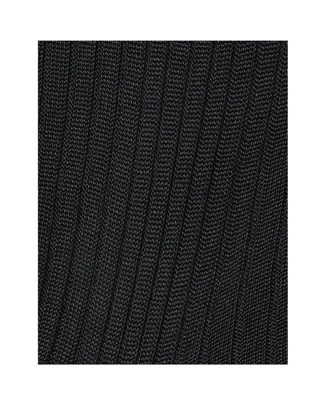 Pantherella Black Short Ribbed Silk Socks for men