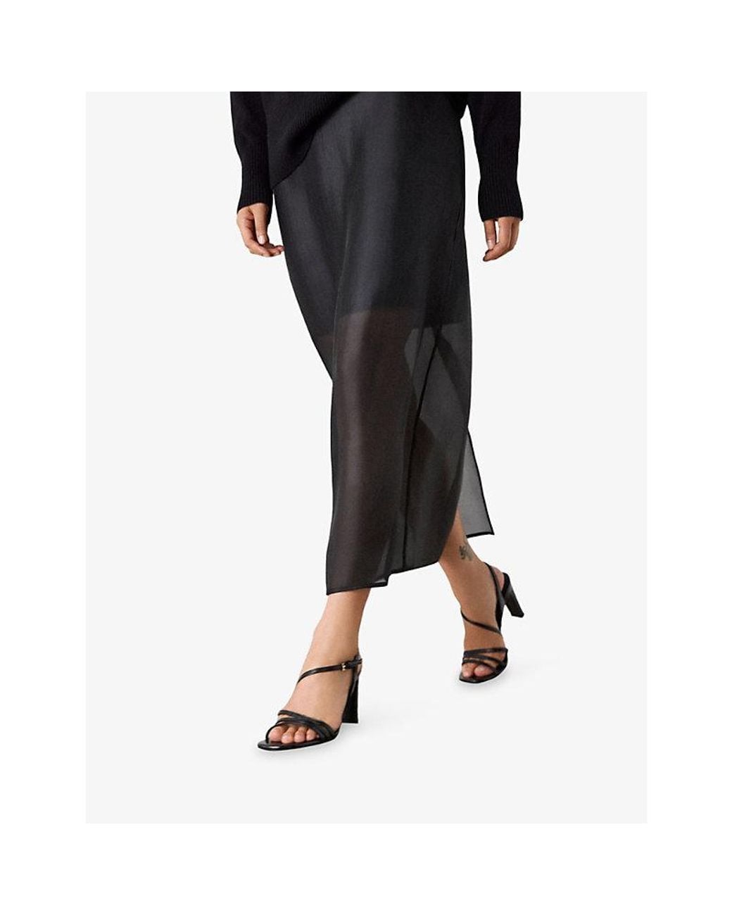 Whistles Black Strappy Block-Heel Leather Sandals