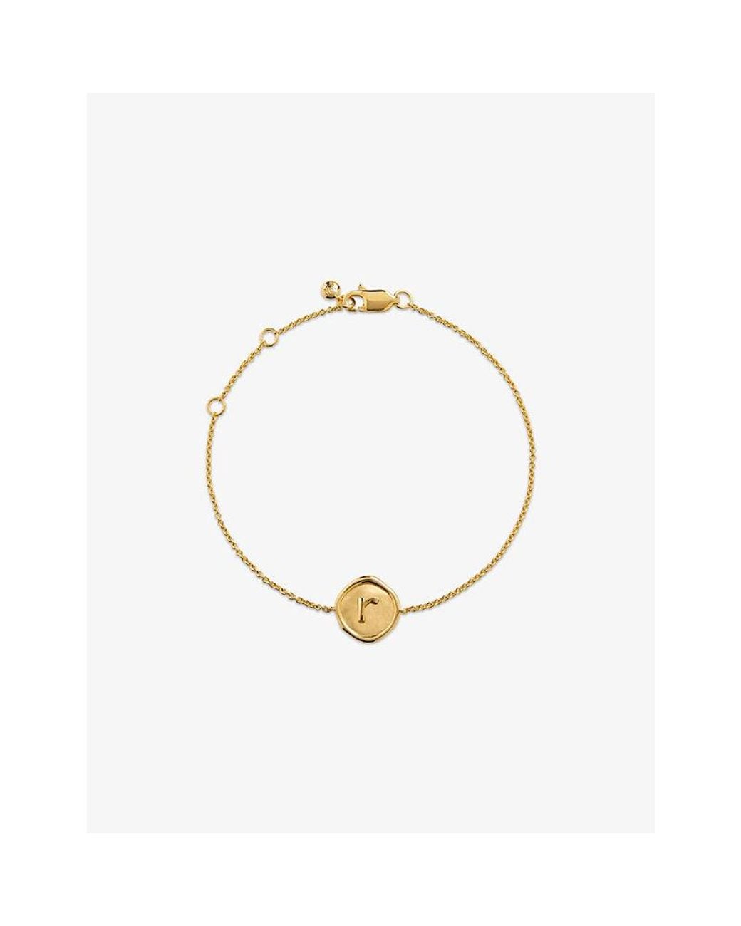Monica Vinader Metallic Initial R Stamp 18Ct Vermeil Bracelet