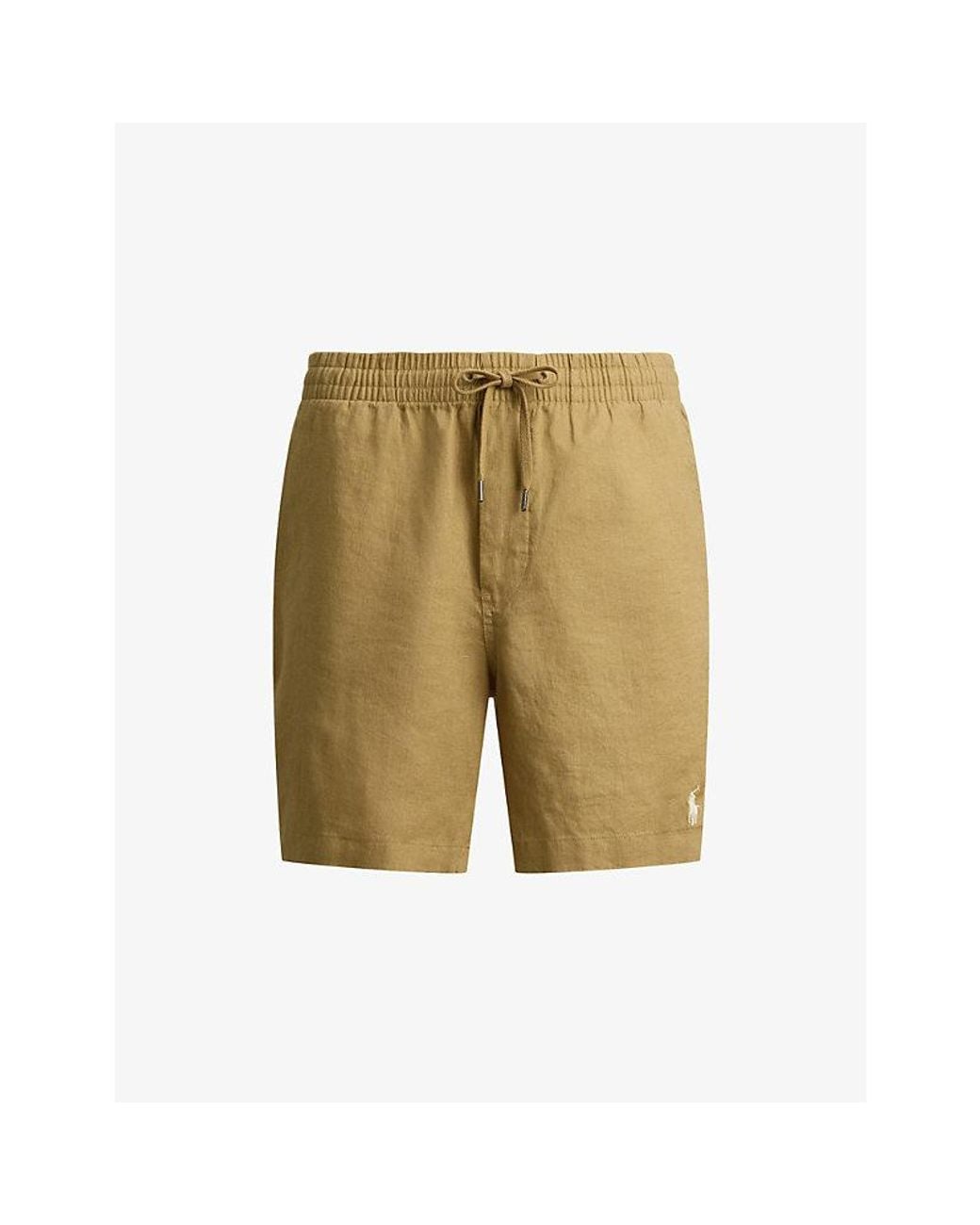 Polo Ralph Lauren Green Logo-Embroidered Linen Shorts for men