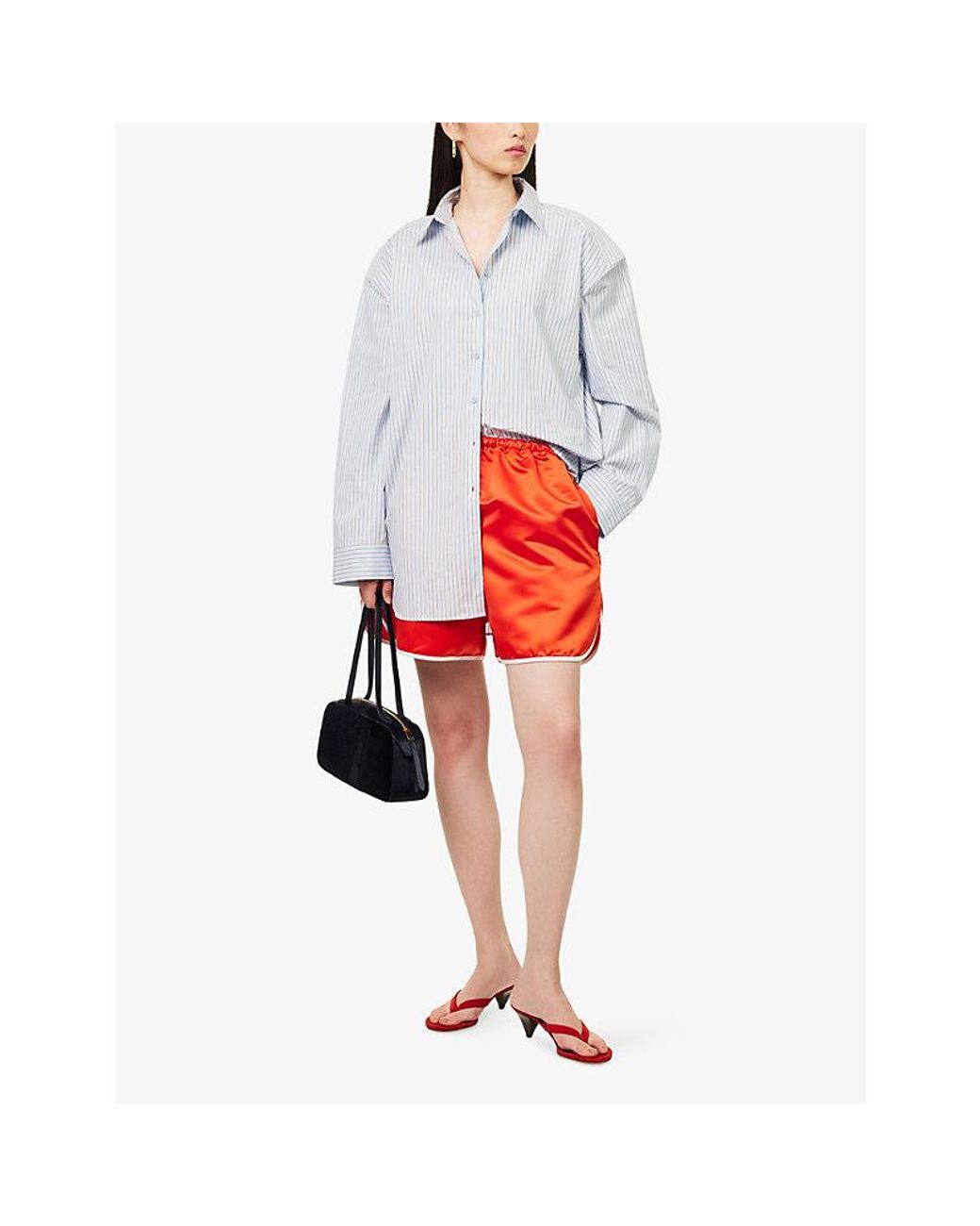 Frankie Shop Blue Oana Striped Cotton Shirt