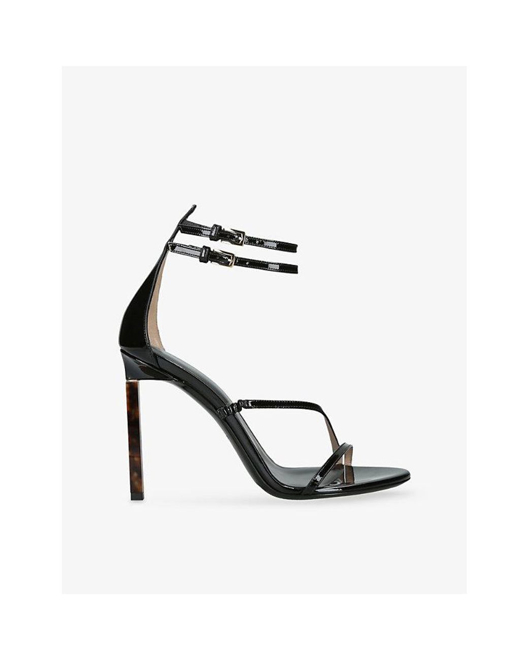 Tom Ford White Double-Ankle Strap Patent Leather Heeled Sandals