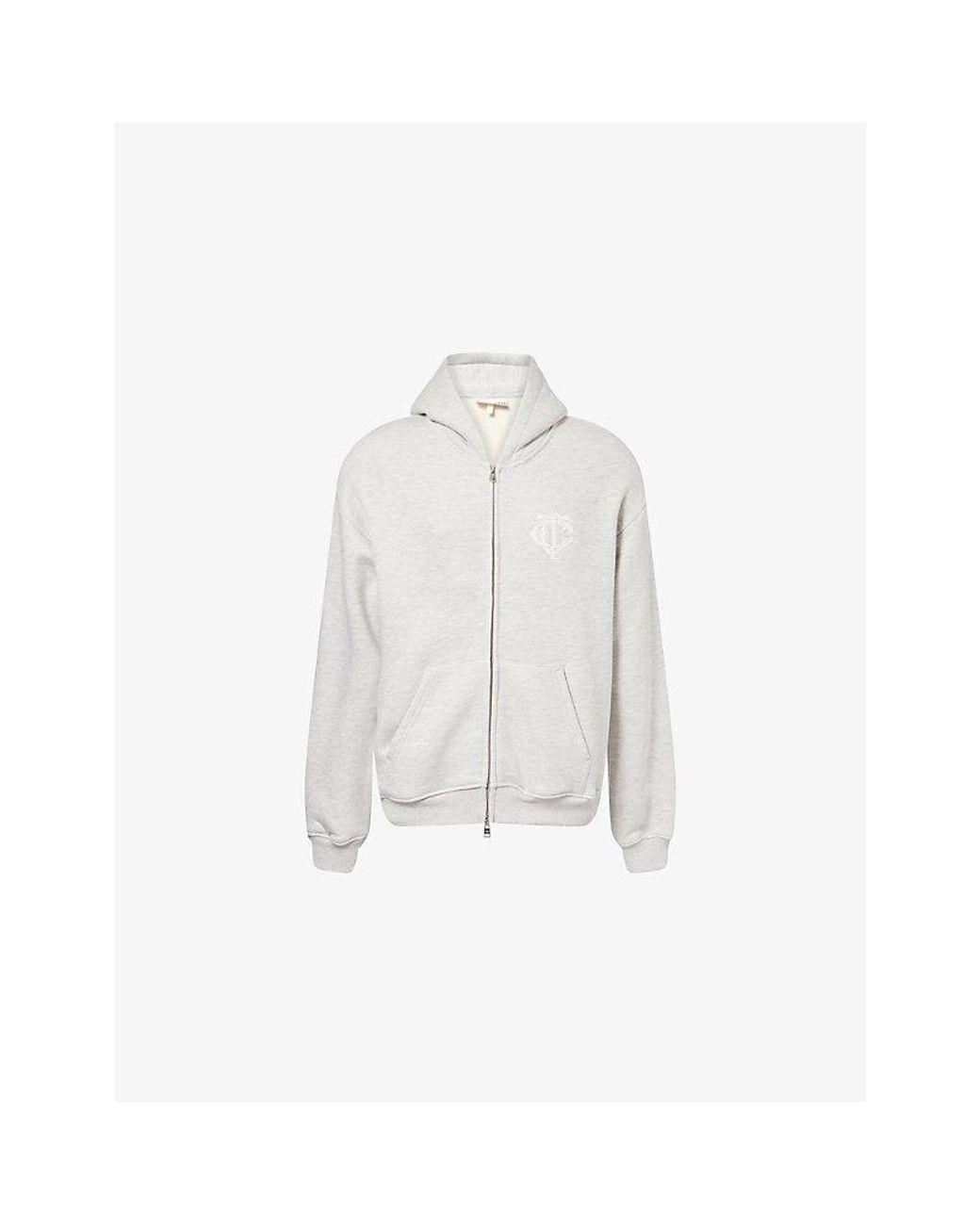 The Couture Club White Monogram Emblem Relaxed-Fit Cotton-Blend Hoodie for men