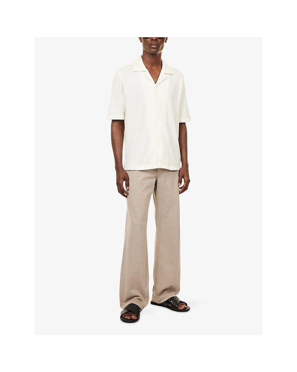 Jonathan Simkhai White Troy Short-Sleeve Knitted Shirt for men