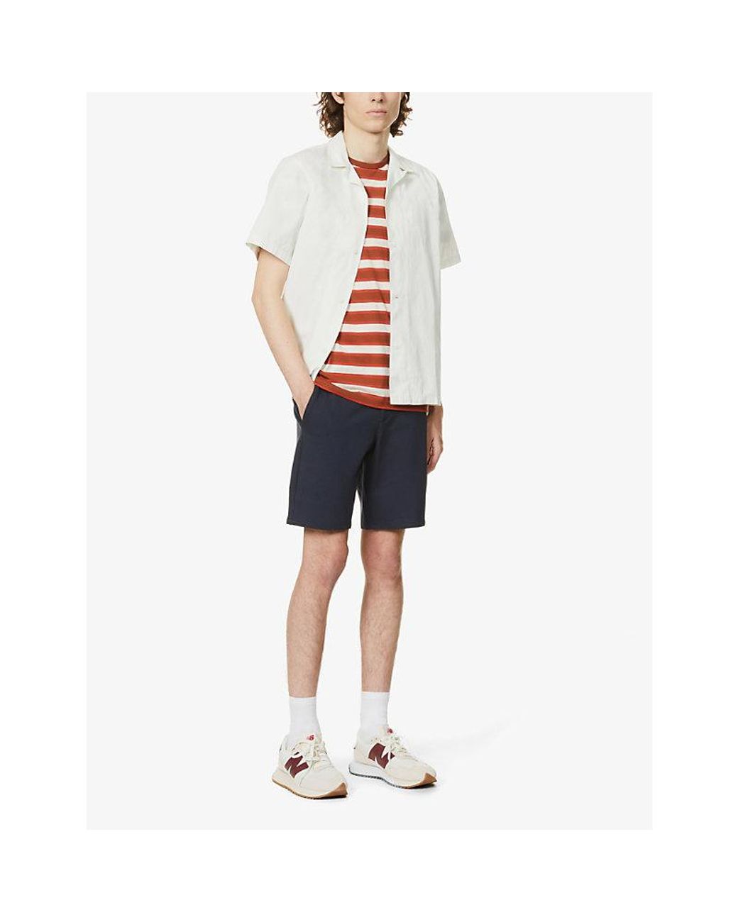 PAIGE Blue Rickson Mid-Rise Stretch-Woven Shorts for men