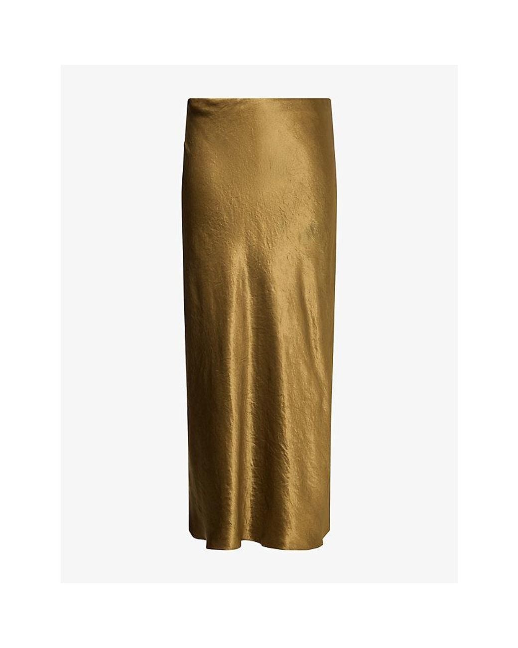 Vince Natural Side-Slit Satin Midi Skirt