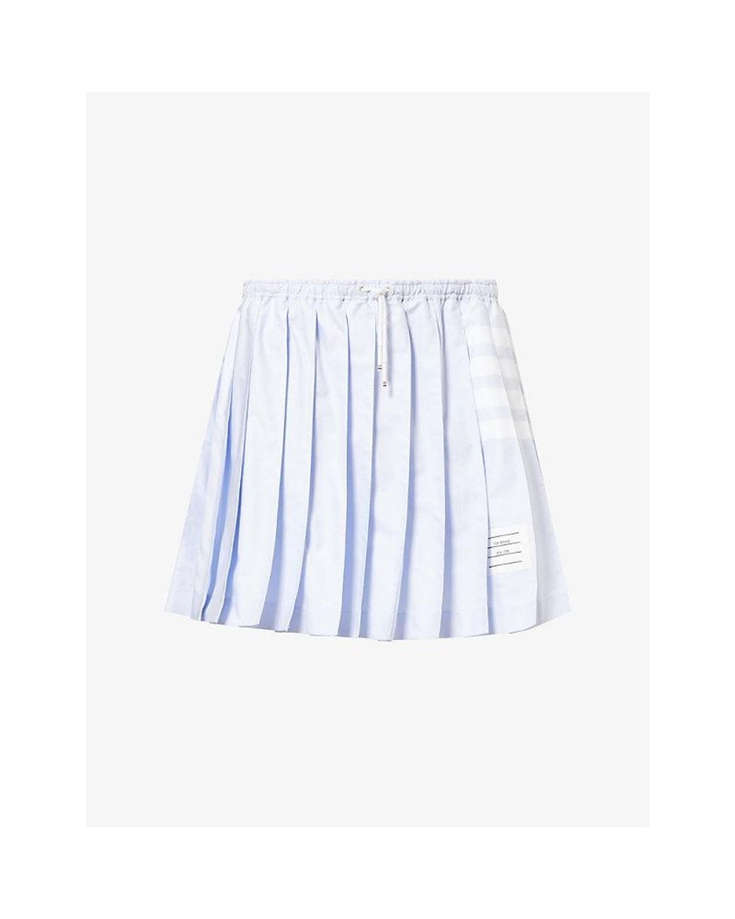Thom Browne Blue Drawstring Pleated Cotton Mini Skirt