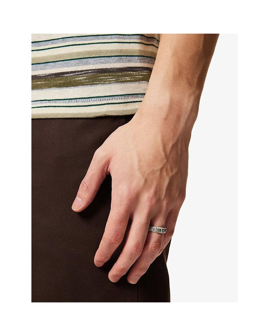 Serge Denimes White Frieze 925 Sterling Ring for men