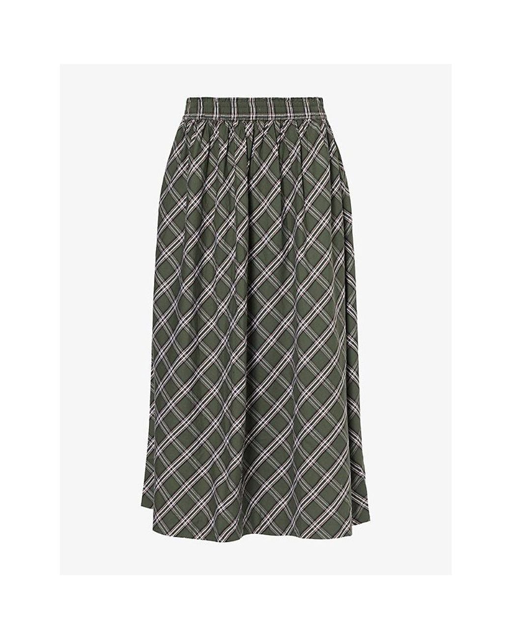 Skall Studio Gray Dagny Checked Voluminous Cotton Maxi Skirt