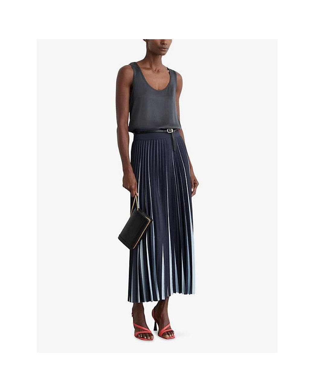 Reiss Blue Ruby Sleeveless Stretch-Silk Top