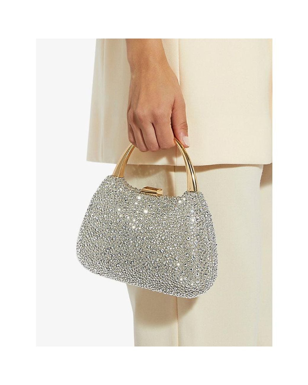 Dune White Beamings Diamante-Embellished Clutch Bag