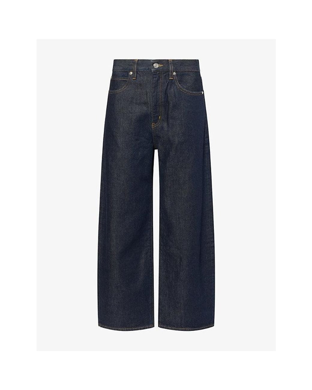 FRAME Blue The Bow Crop Wide-Leg High-Rise Denim Jeans