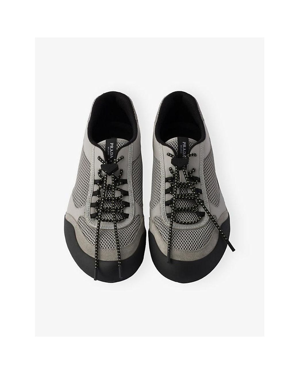 Prada Black Speedrock Leather And Mesh Trainers for men