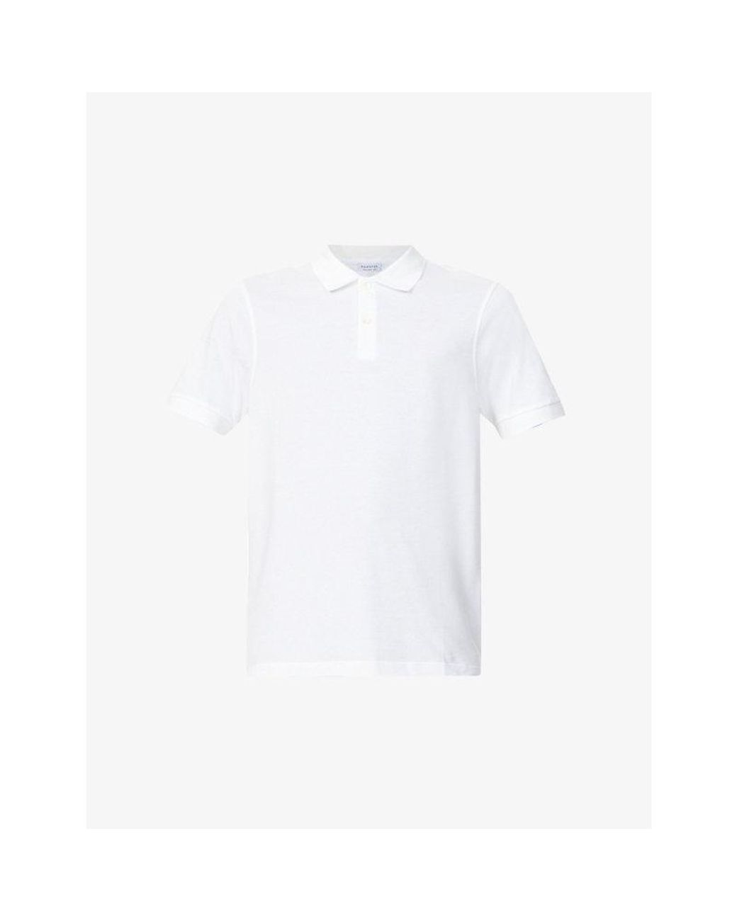 Sunspel White Short-Sleeved Cotton- Piqué Polo Shirt for men