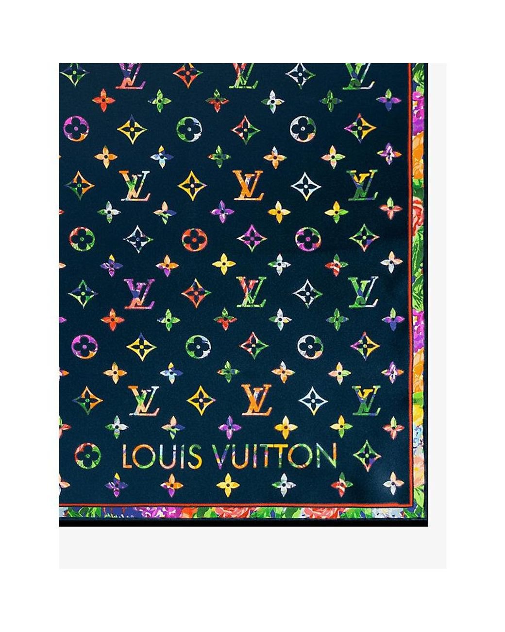 Louis Vuitton Kimi Monogram Logo Silk Square Neck Floral Scarf