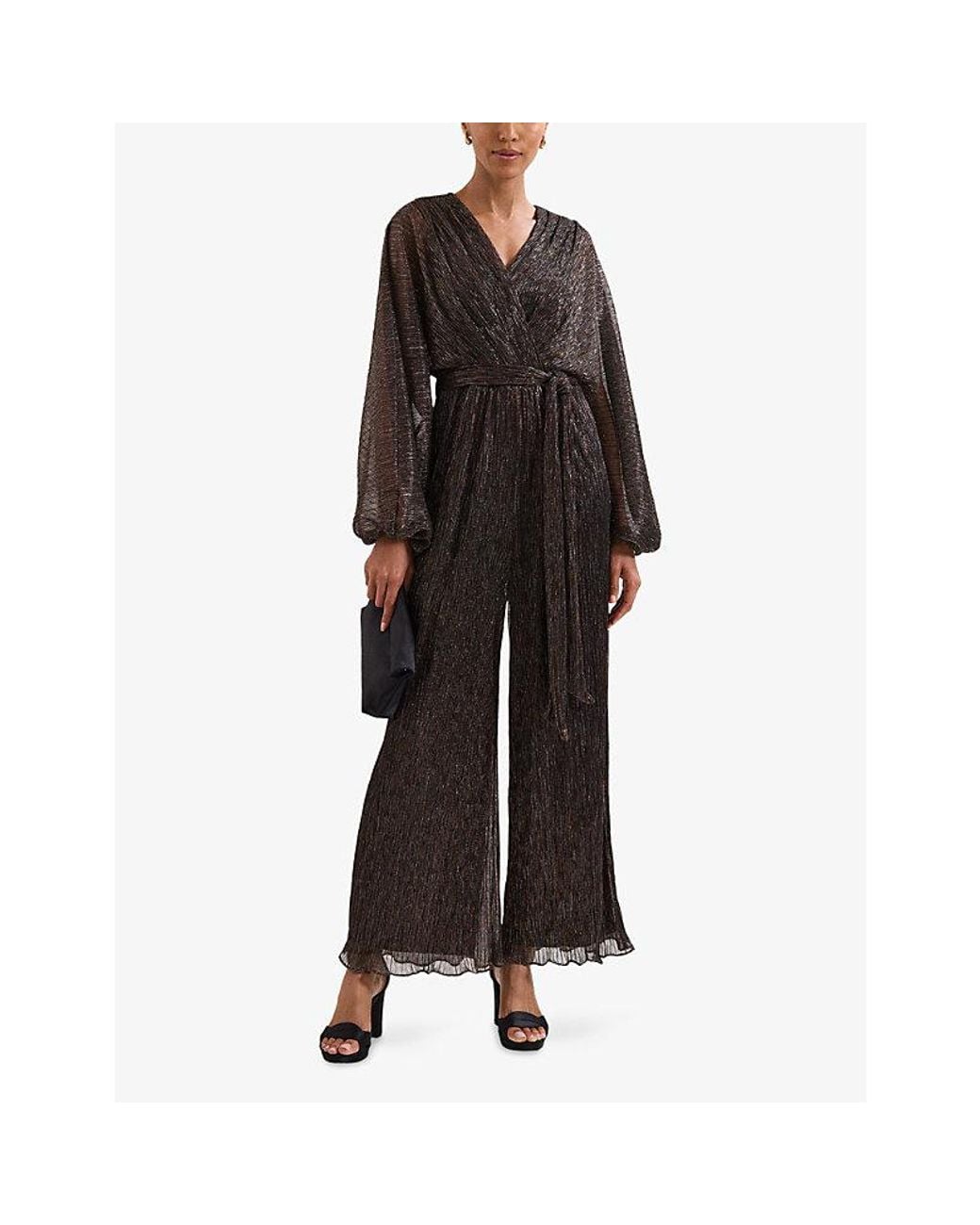 Phase Eight Metallic Rachel Wrap-Front Woven Jumpsuit