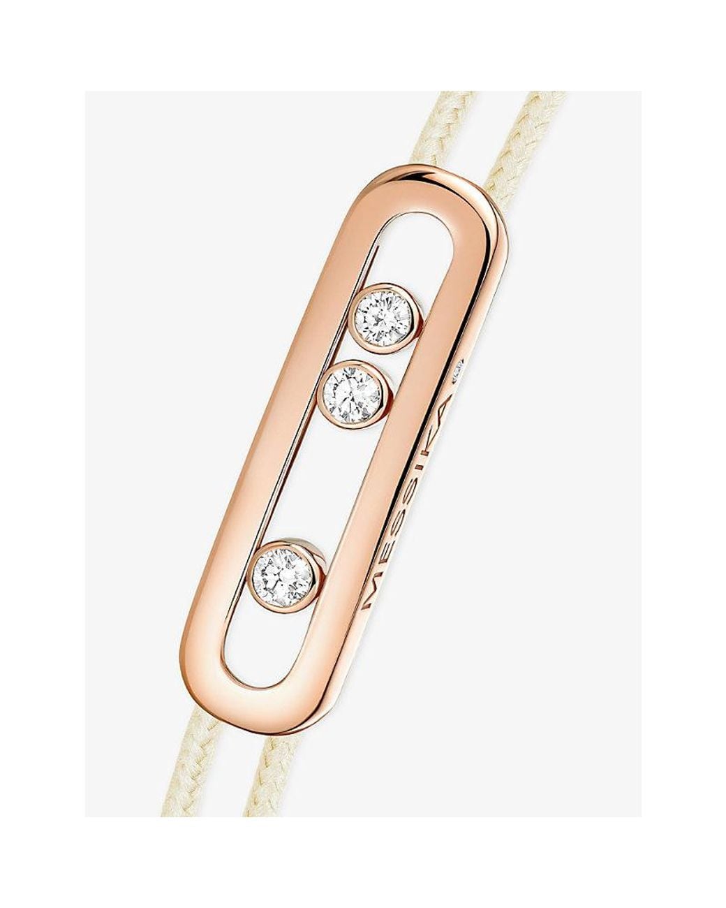 Messika White Cares Pavé 18Ct Rose- And 0.26Ct Diamond Cord Bracelet