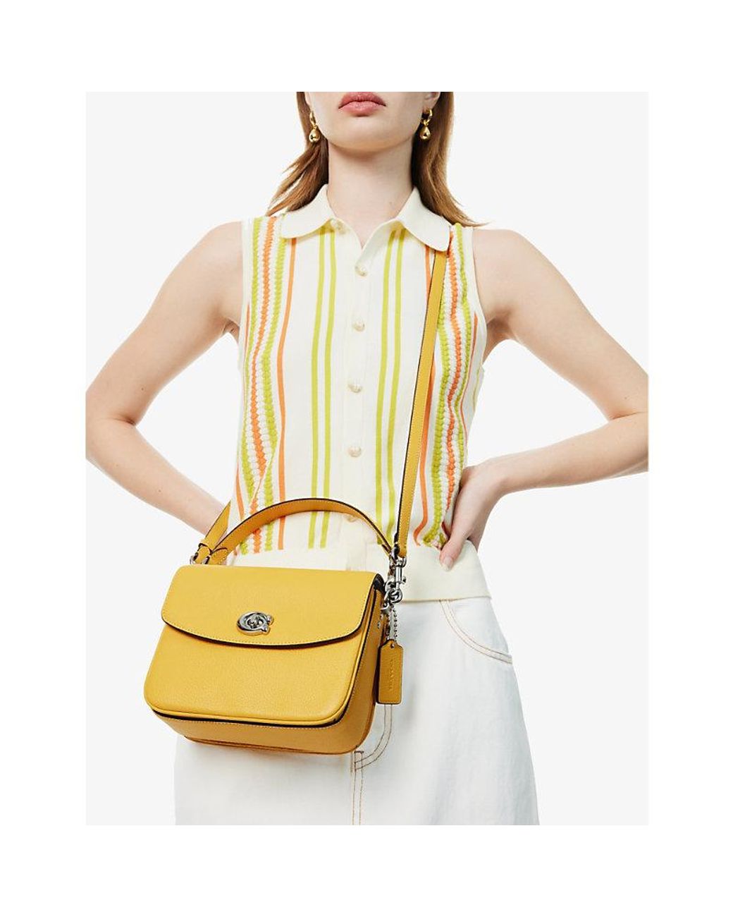 COACH Cassie 19 Leather Cross body Bag in Yellow Lyst