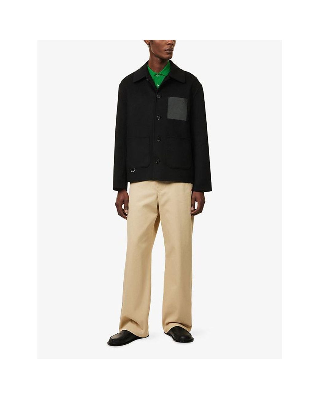 Loewe Black Embossed Patch-Pocket Wool-Blend Jacket for men