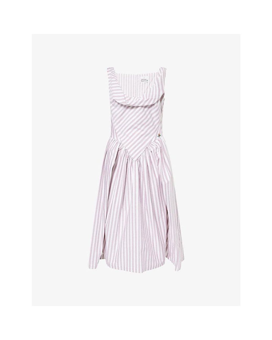 Vivienne Westwood Purple Sunday Stripe Cotton Midi Dress