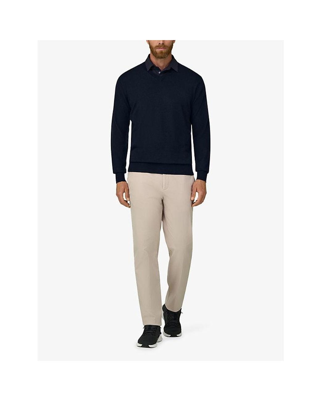 Boggi Blue Long-Sleeved Knitted Wool Polo Jumper for men