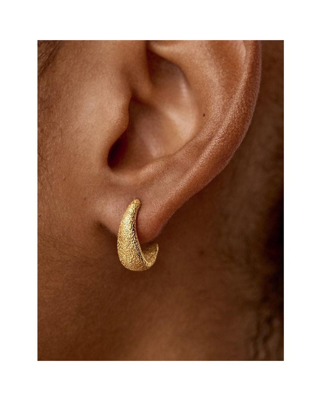 Monica Vinader Metallic Antica Textured Small 18Ct Vermeil Hoop Earrings
