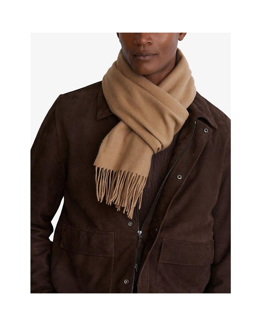 Reiss Natural Picton Wool And Cashmere Scarf for men