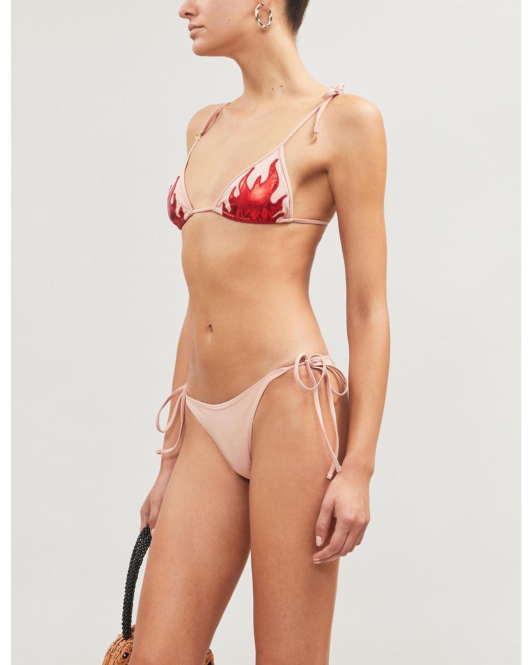 Love Stories Joy Metallic Flame-embroidered Bikini Top | Lyst