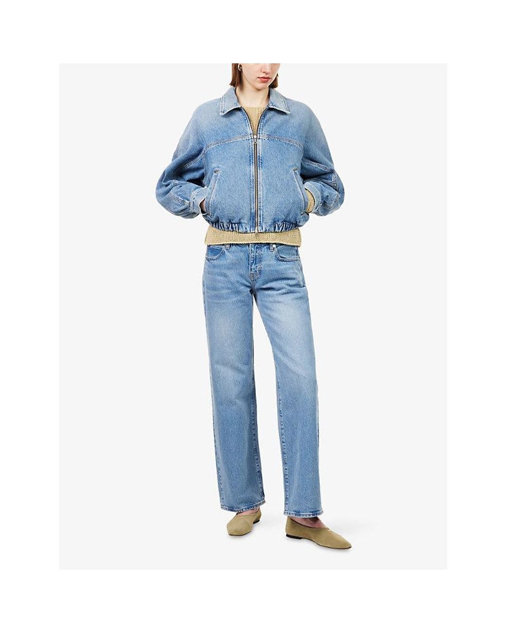 FRAME Blue The Lowkey Straight-Leg Denim Jeans