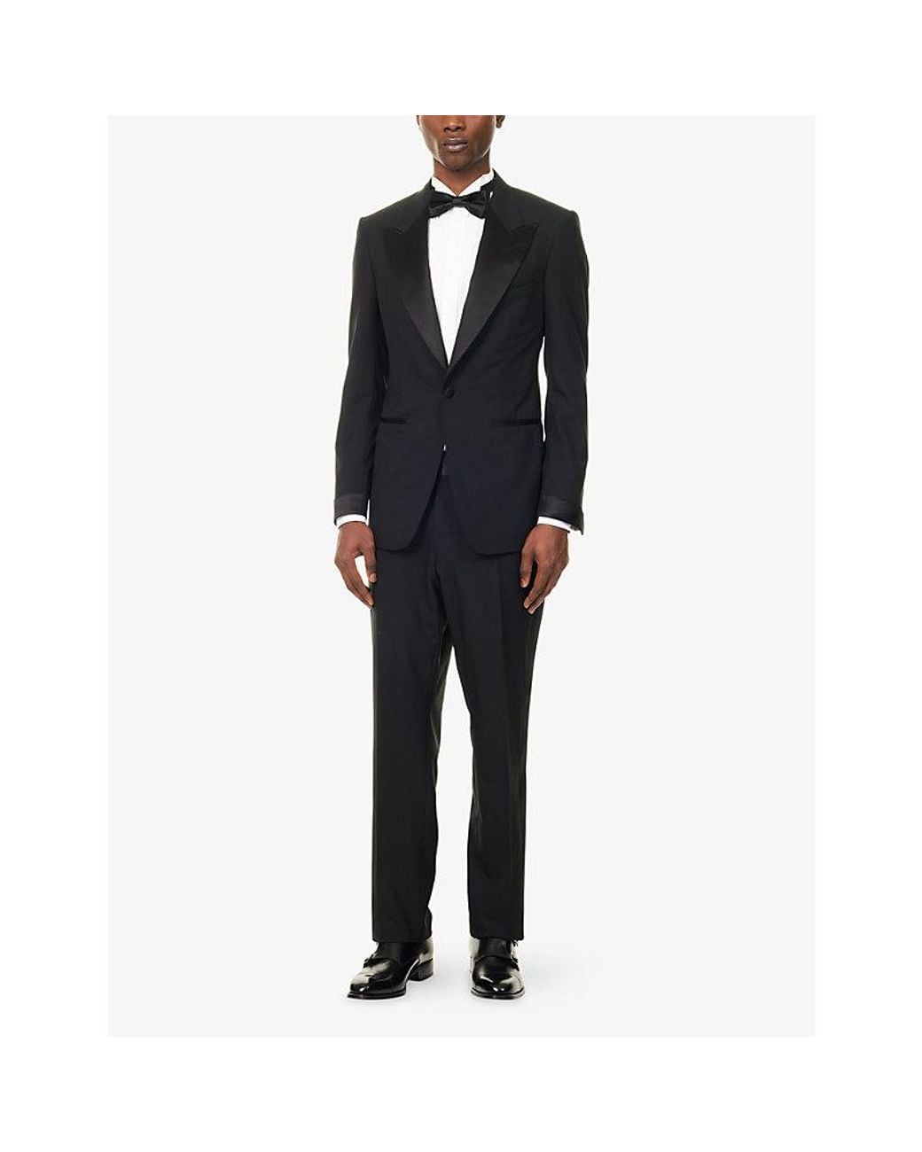 Tom Ford Black Tailored-Fit Wool Evening Trousers for men