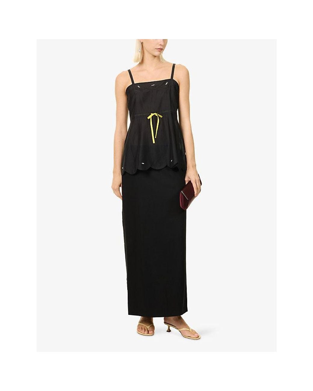 Reformation Black X Alexa Chung Carolyn Woven Maxi Skirt