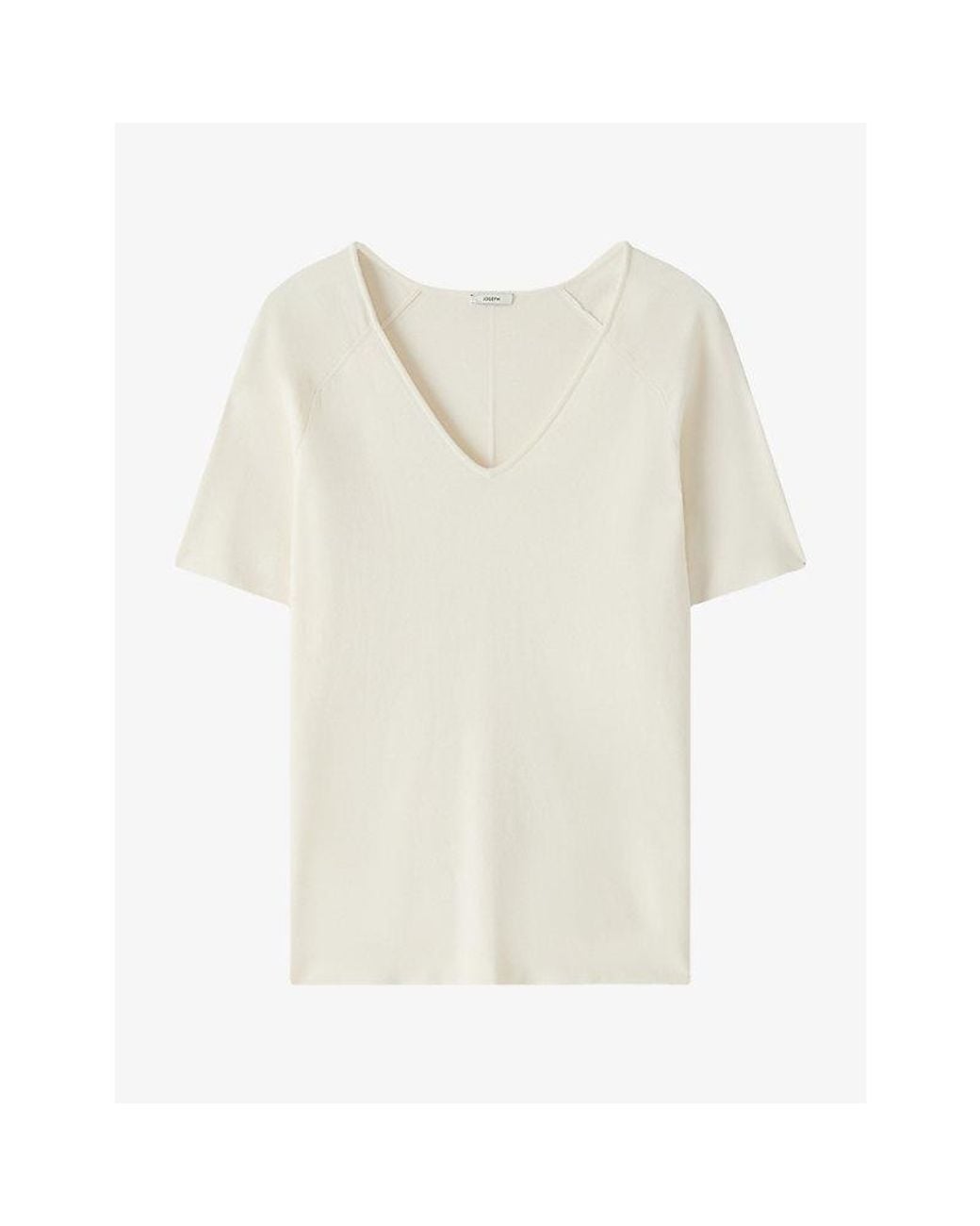 Joseph White Elly V-Neck Short-Sleeve Silk Top