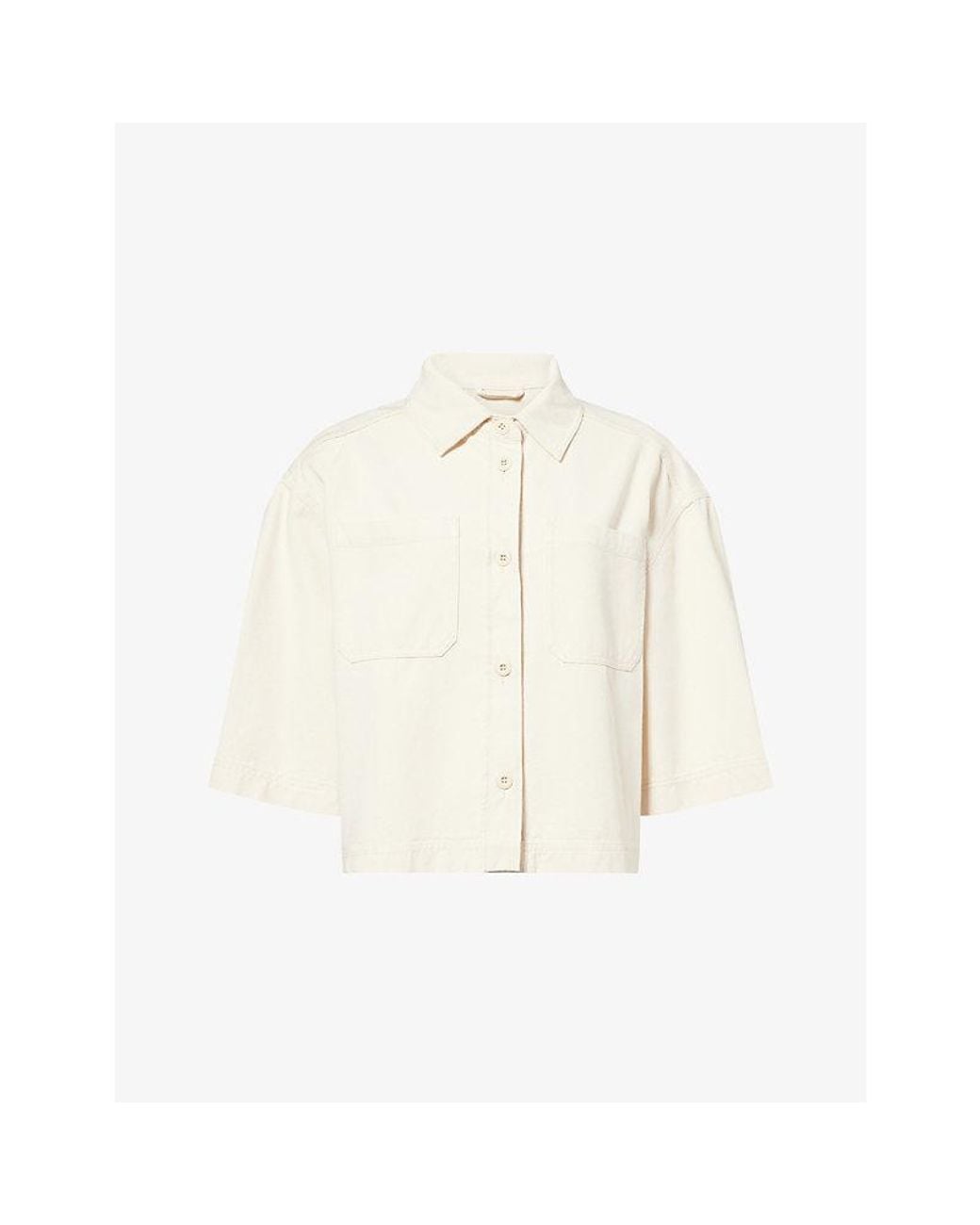 Weekend by Maxmara White Short-Sleeve Relaxed Denim Jacket