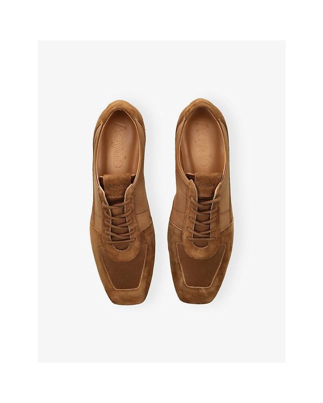 Aeyde Brown Uma Suede And Satin Trainers