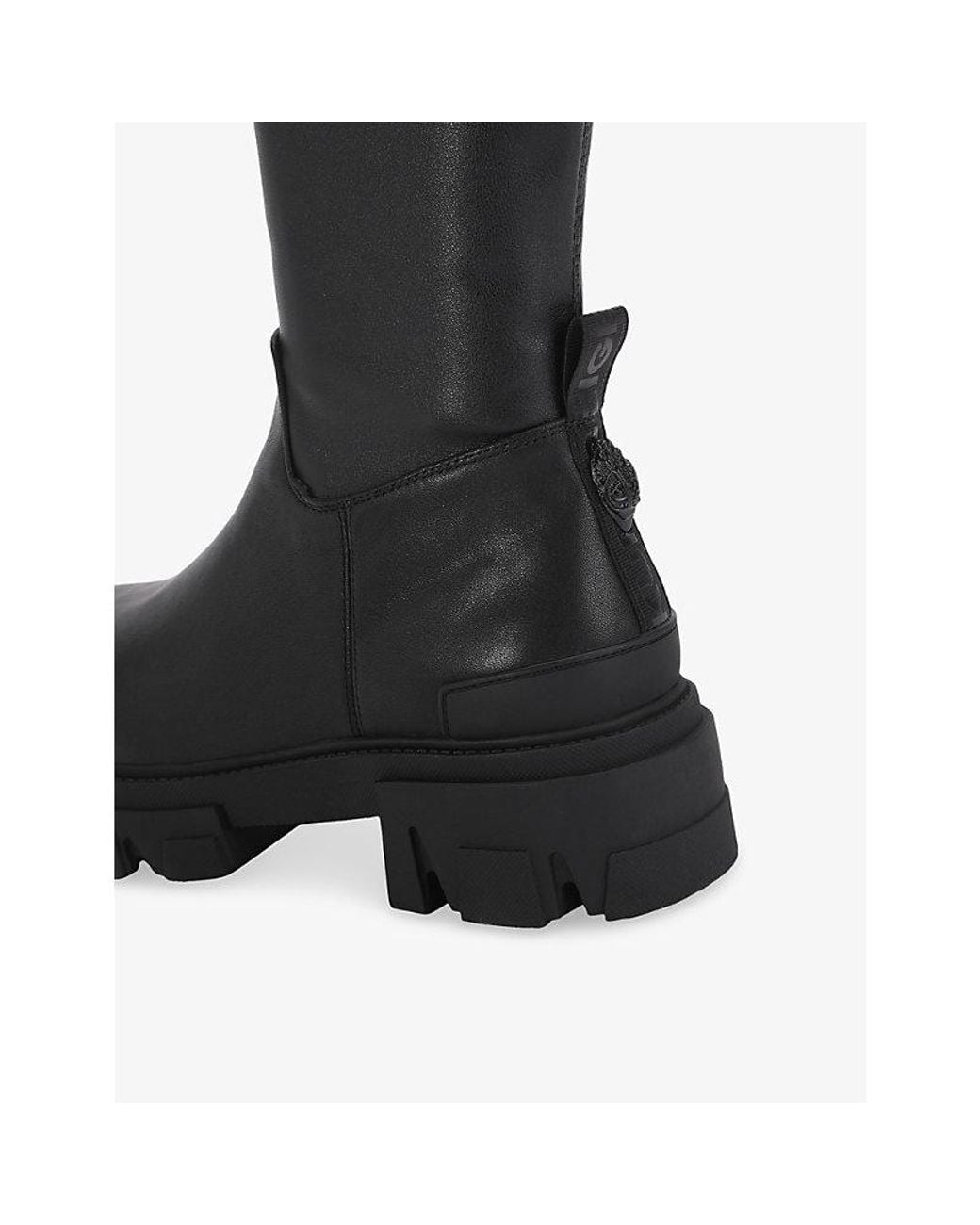Kurt Geiger Black Stomp Sock Leather Knee-High Boots