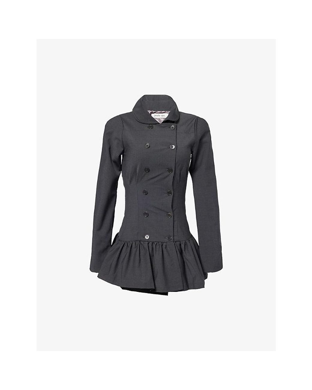 Peachy Den Romy Double-Breasted Woven Mini Dress in Black | Lyst UK