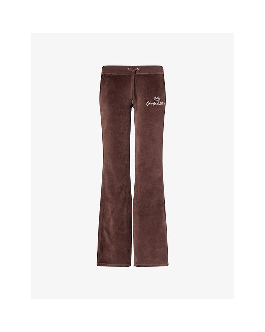 Sporty & Rich Brown X Juicy Couture Velour-Cotton Jogging Bottoms