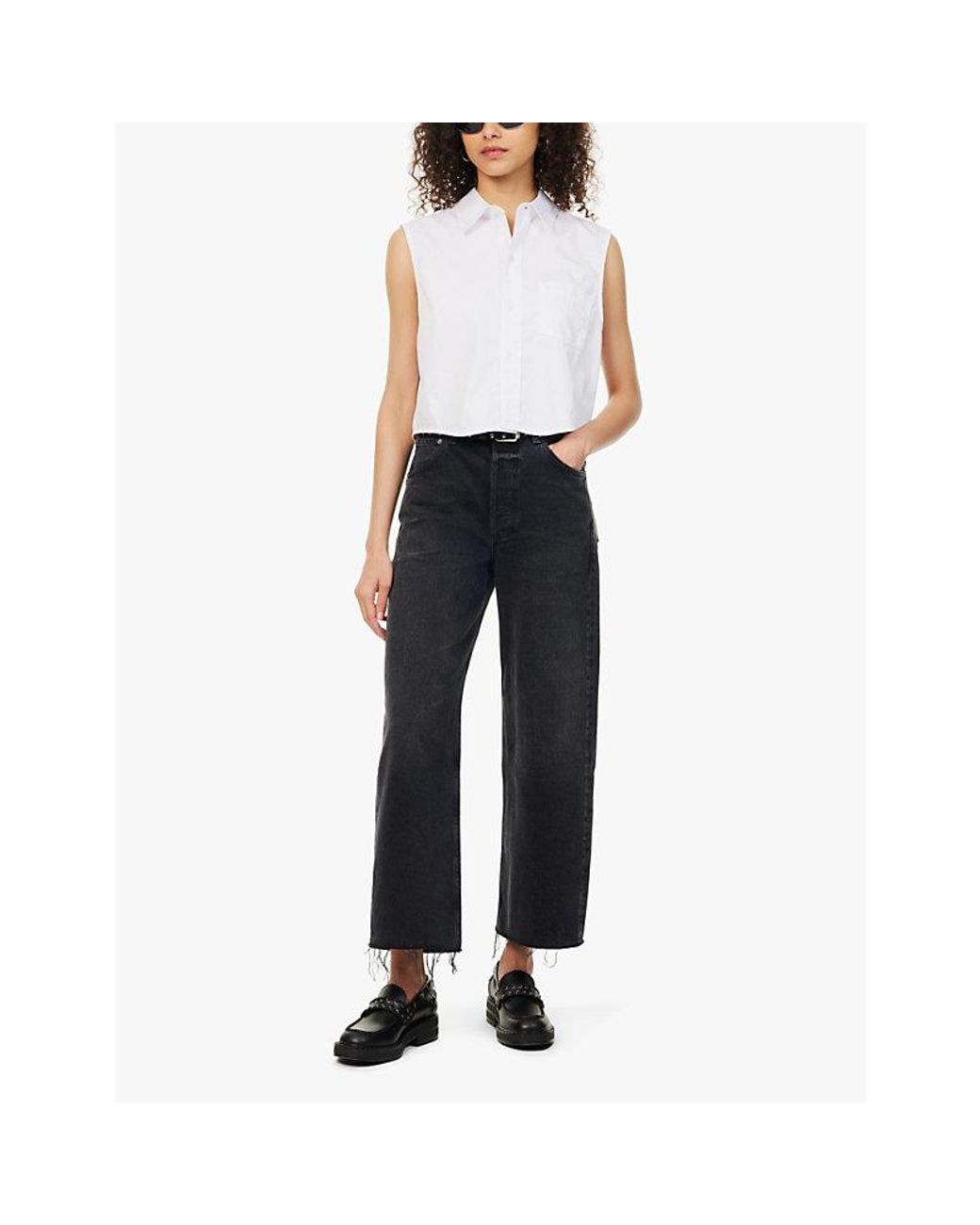 Citizens of Humanity Blue Ayla Raw-Hem Wide-Leg Jeans